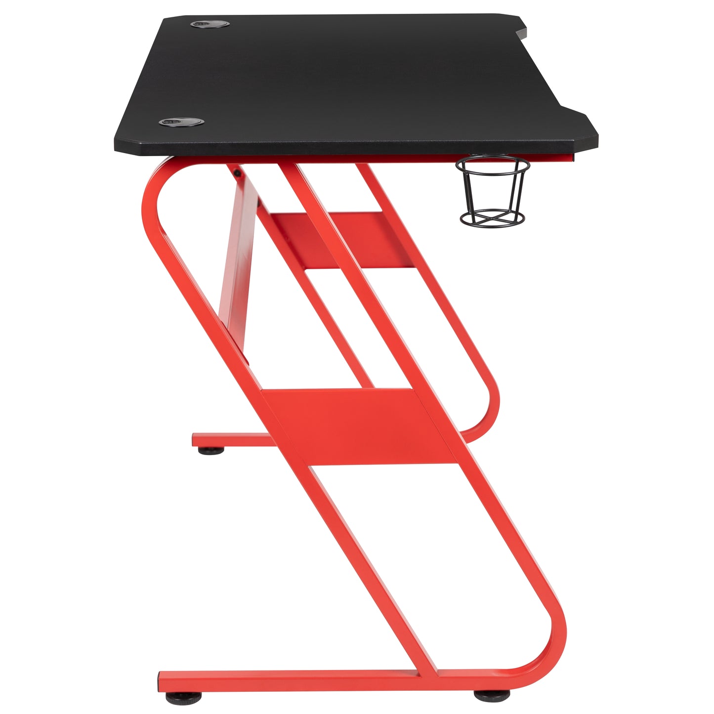 Fisher Red Gaming Ergonomic Desk with Cup Holder and Headphone Hook Red
