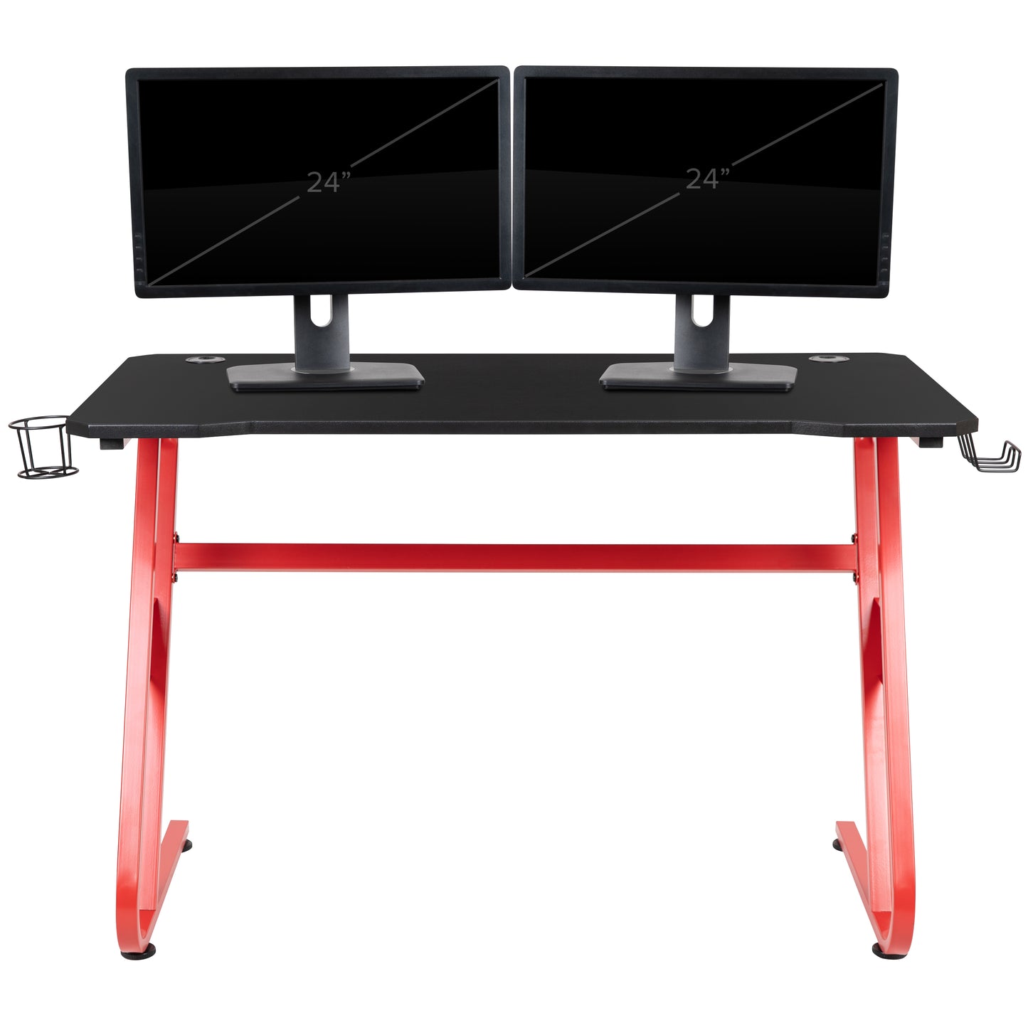 Fisher Red Gaming Ergonomic Desk with Cup Holder and Headphone Hook Red