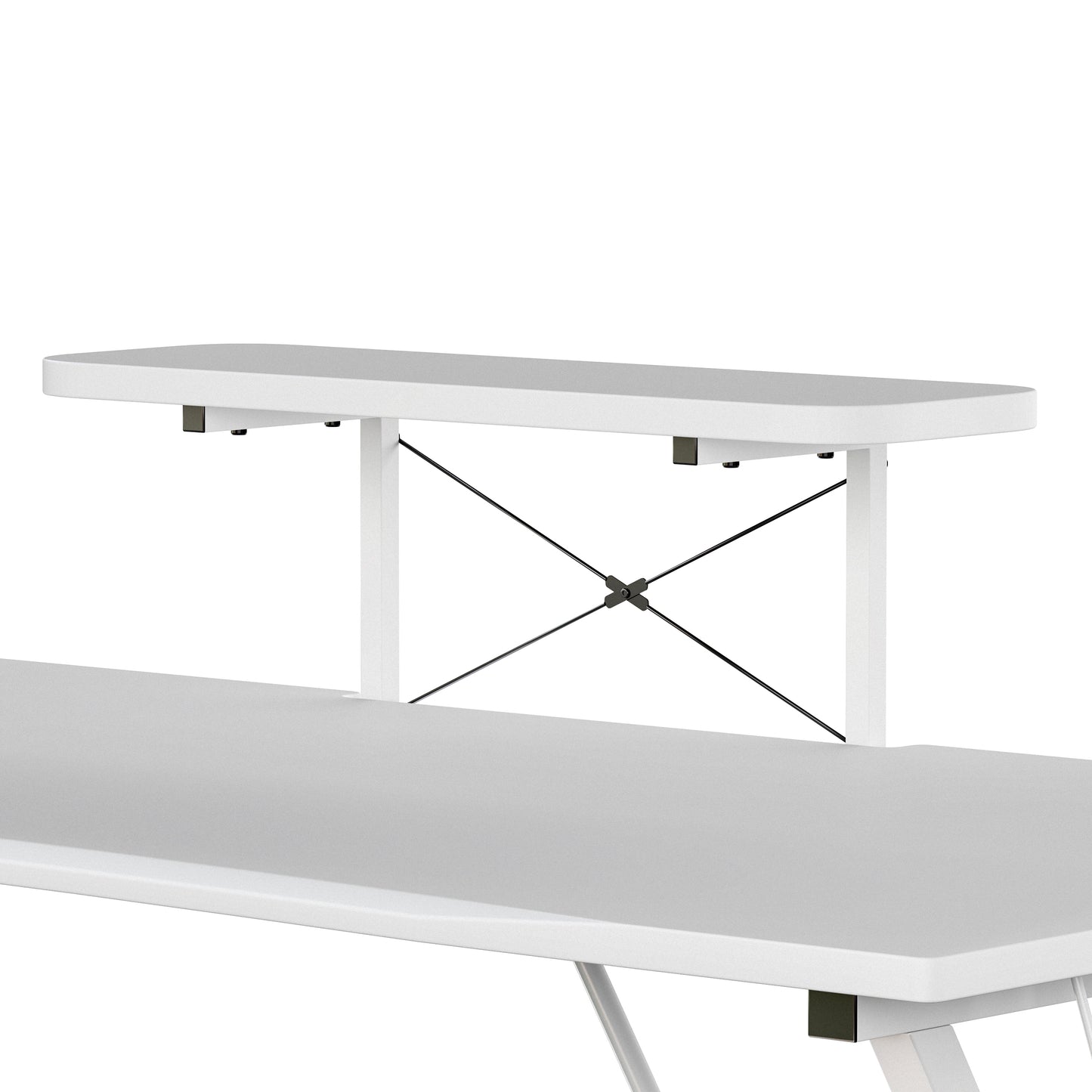 Mallot White Gaming Desk with Cup Holder, Headphone Hook, and Monitor/Smartphone Stand White Top/White Frame