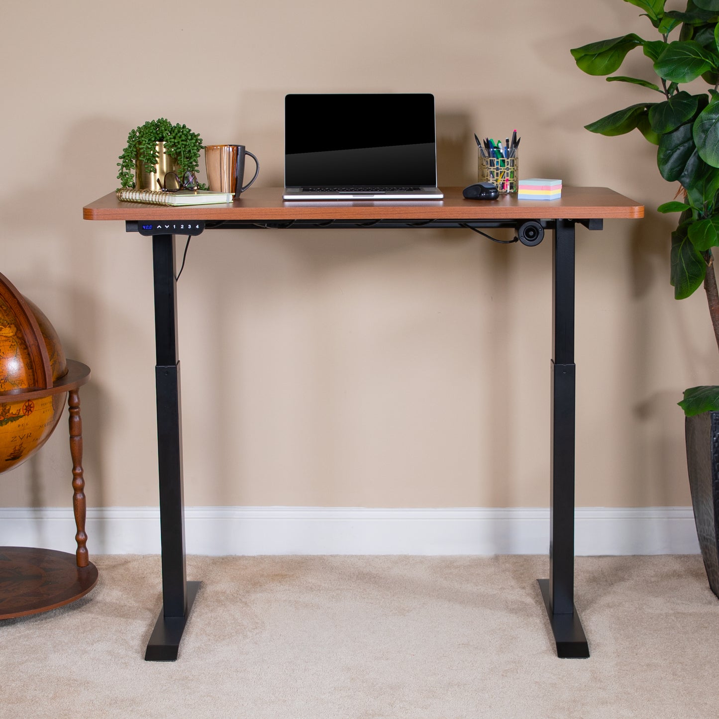 Tanner Electric Height Adjustable Standing Desk - Table Top 48" Wide - 24" Deep (Mahogany) Mahogany