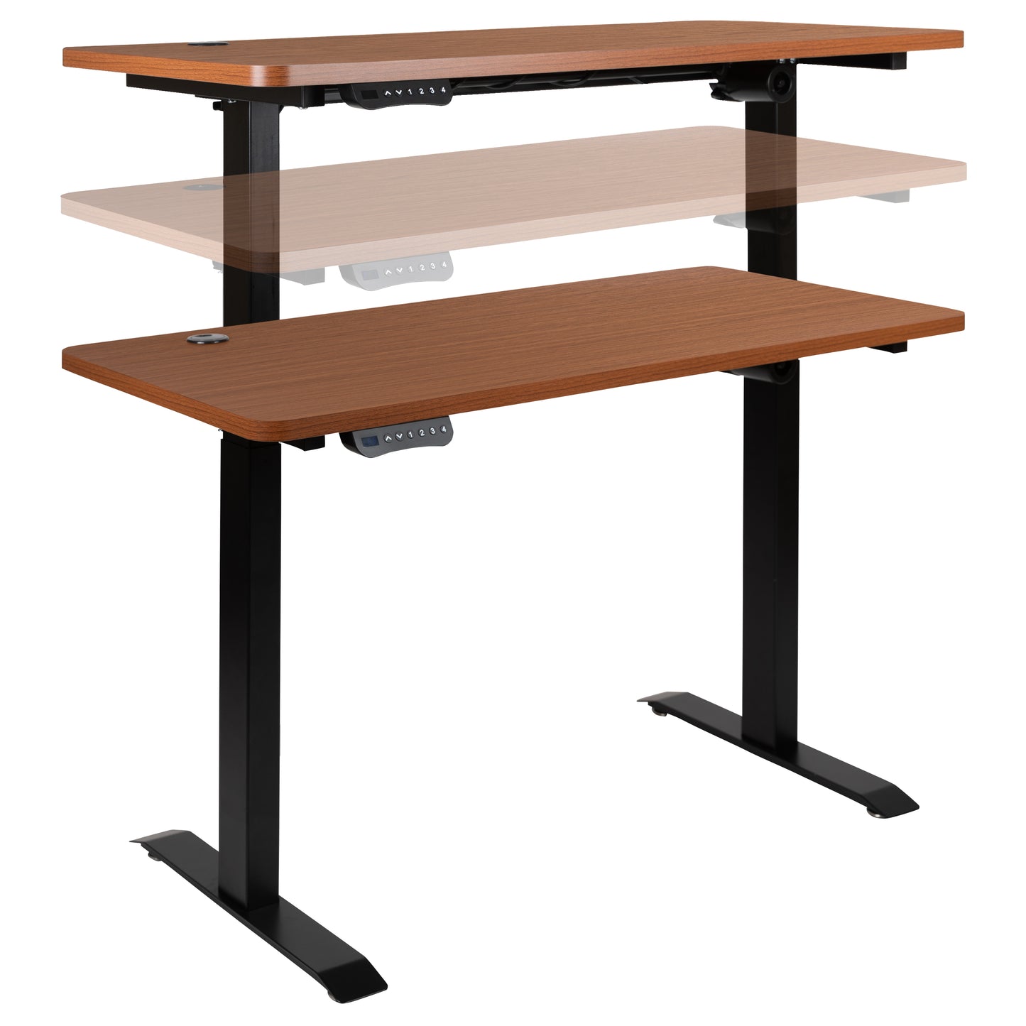 Tanner Electric Height Adjustable Standing Desk - Table Top 48" Wide - 24" Deep (Mahogany) Mahogany