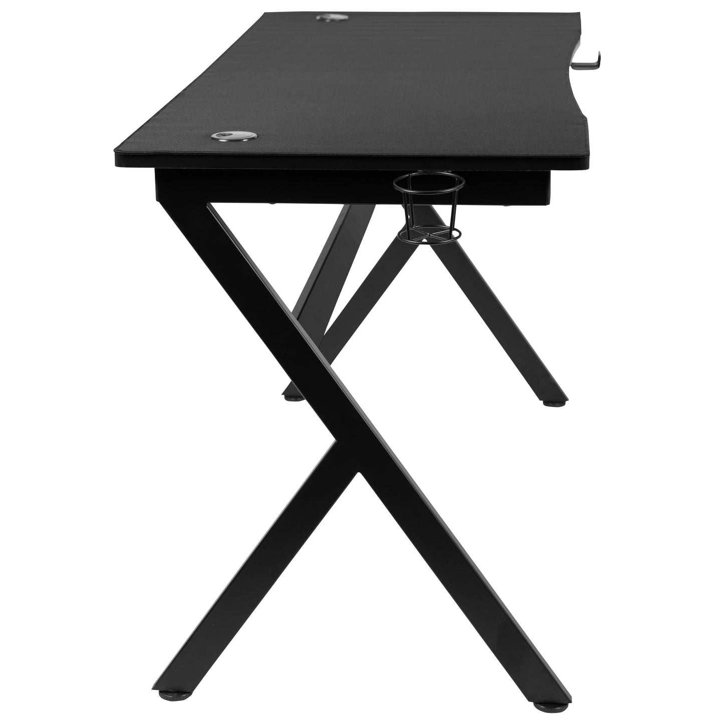 Duncan 55" x 24" Extra Large Gaming Desk with Headphone Hook and Cup Holder - Free Mouse Pad Black