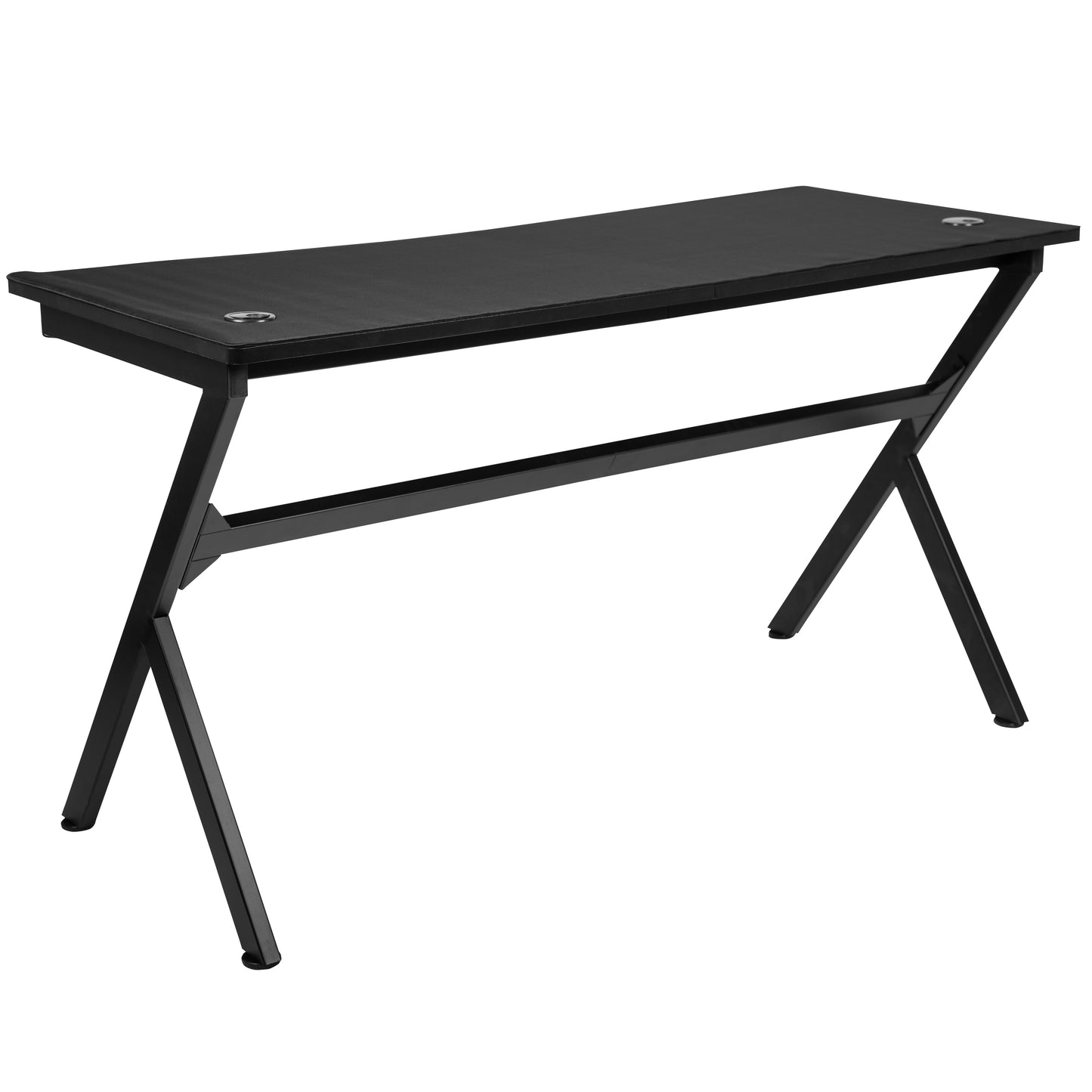 Duncan 55" x 24" Extra Large Gaming Desk with Headphone Hook and Cup Holder - Free Mouse Pad Black