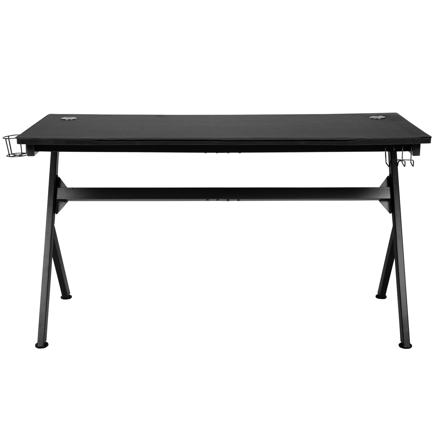 Duncan 55" x 24" Extra Large Gaming Desk with Headphone Hook and Cup Holder - Free Mouse Pad Black