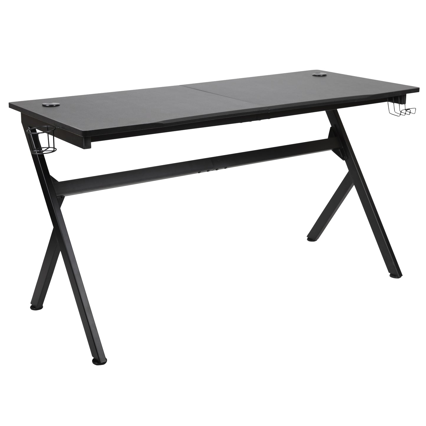 Duncan 55" x 24" Extra Large Gaming Desk with Headphone Hook and Cup Holder - Free Mouse Pad Black