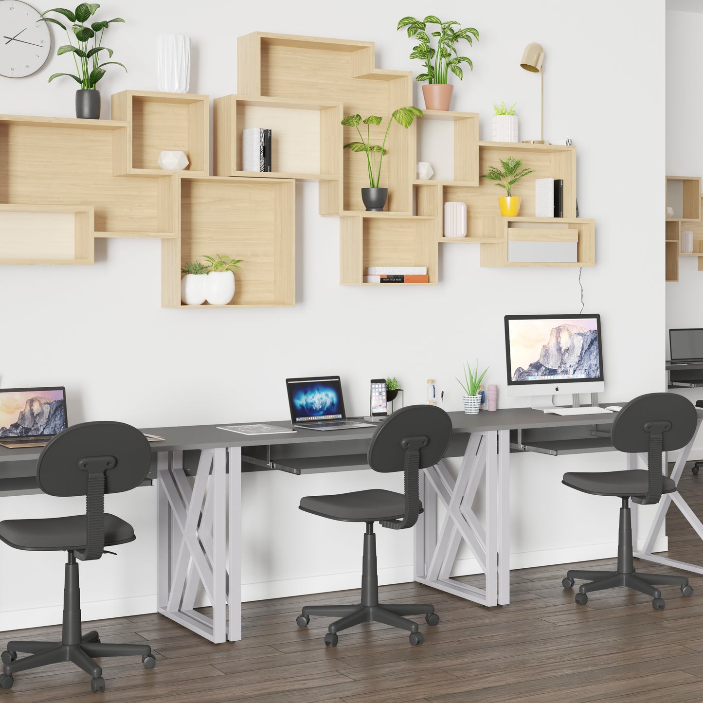 Salvador Black Computer Desk with Pull-Out Keyboard Tray and Cross-Brace Frame Black