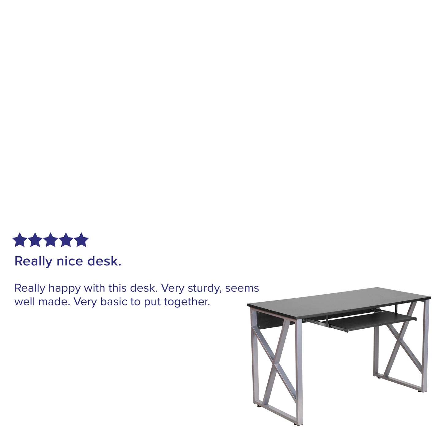 Salvador Black Computer Desk with Pull-Out Keyboard Tray and Cross-Brace Frame Black
