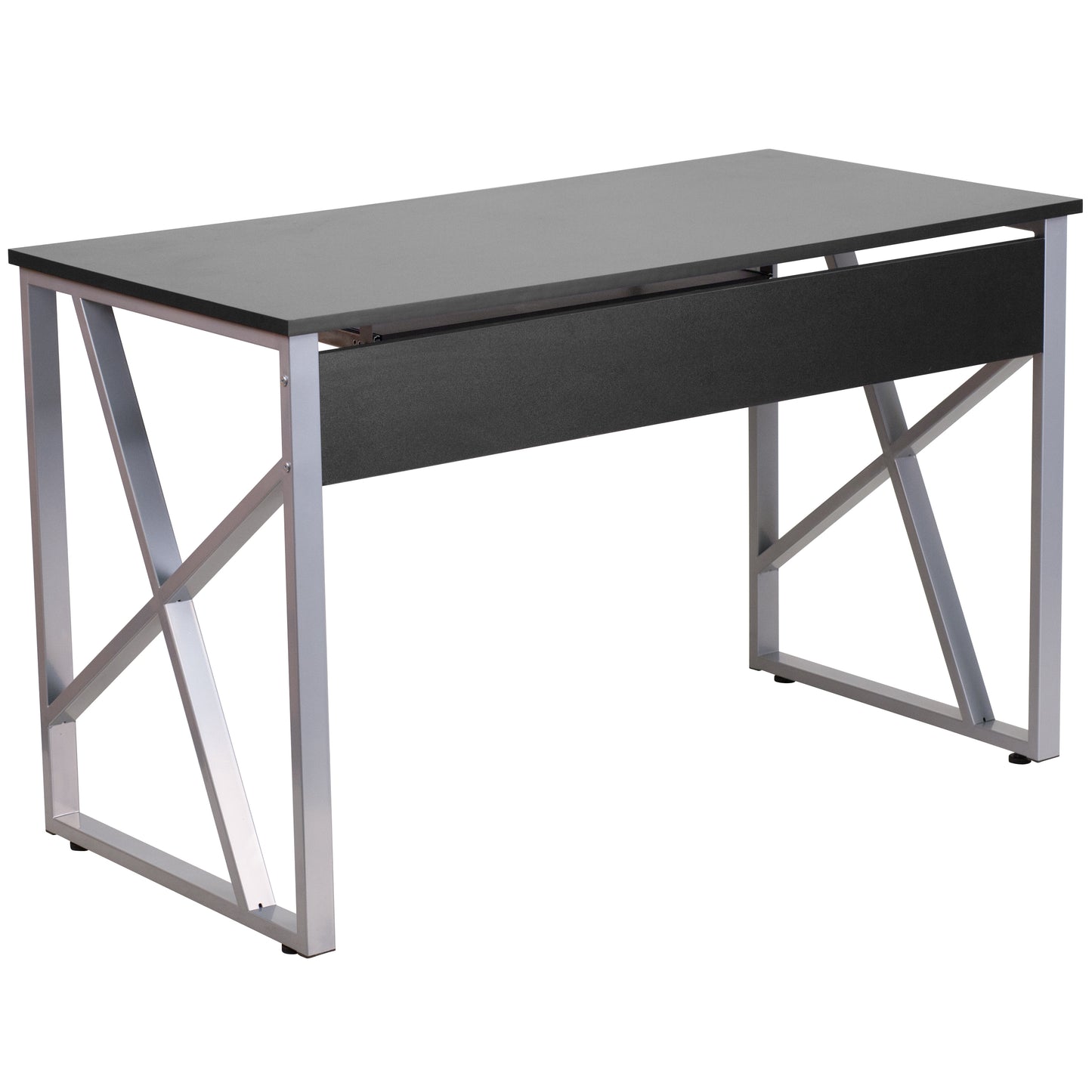 Salvador Black Computer Desk with Pull-Out Keyboard Tray and Cross-Brace Frame Black