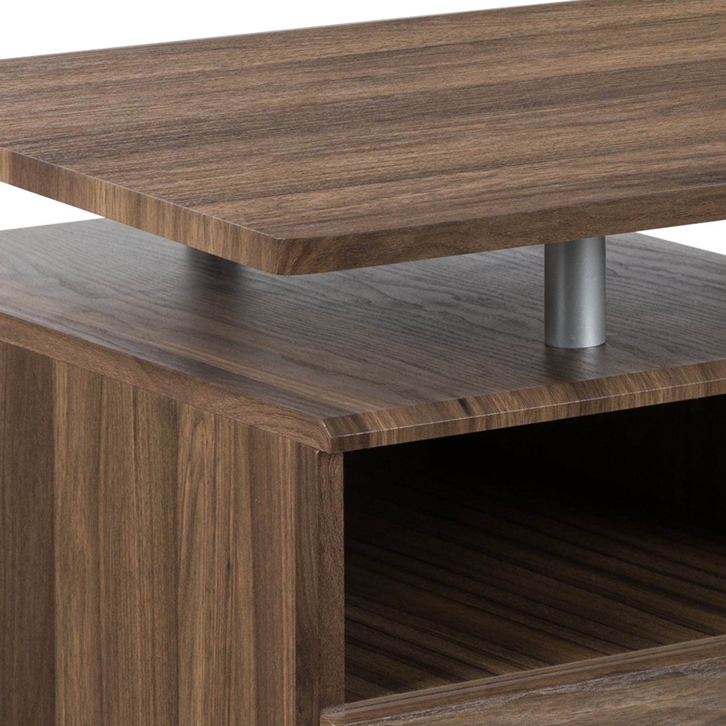 Joshua Rustic Walnut Desk with Three Drawer Pedestal and Pull-Out Keyboard Tray Rustic Walnut