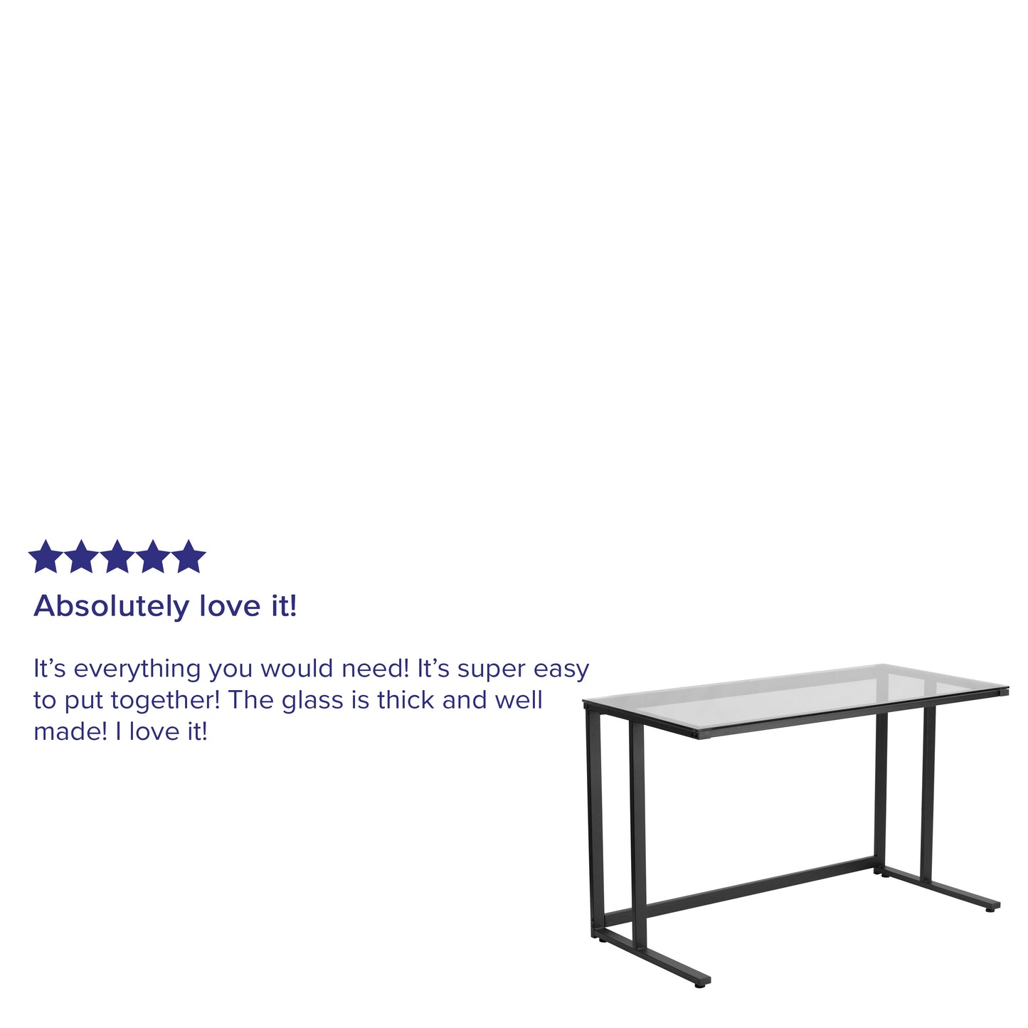Singleton Glass Desk with Black Pedestal Metal Frame Clear Top/Black Frame