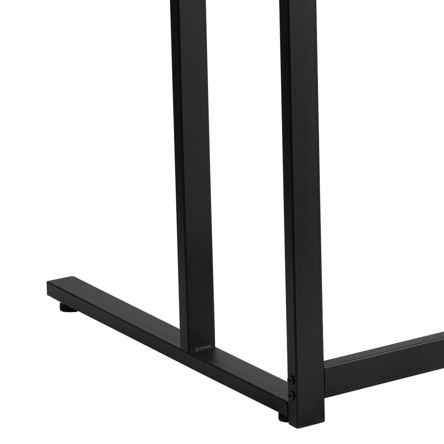 Singleton Glass Desk with Black Pedestal Metal Frame Clear Top/Black Frame