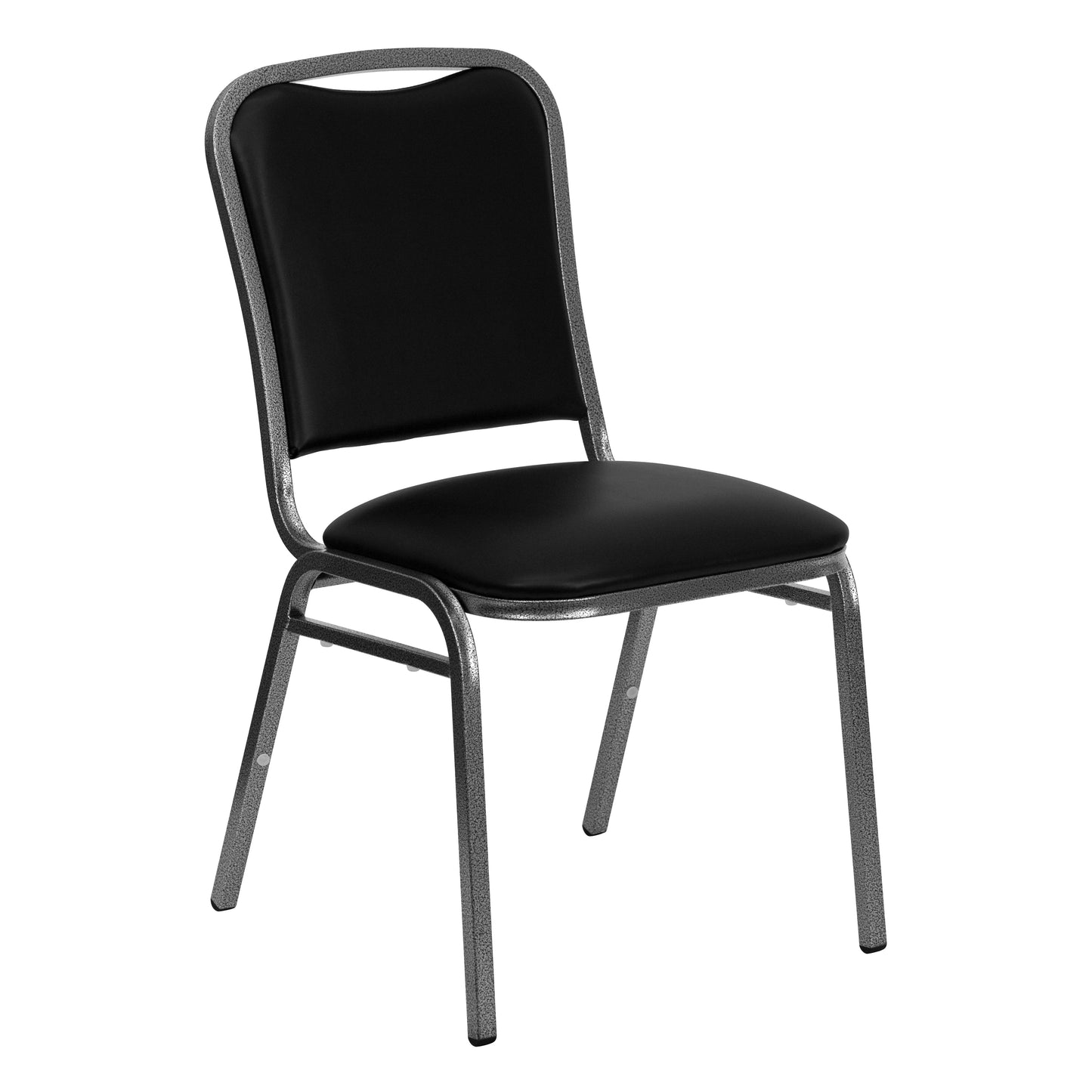 HERCULES Series Stacking Banquet Chair in Black Vinyl - Silver Vein Frame Black Vinyl/Silver Vein Frame NG-108-SV-BK-VYL-GG