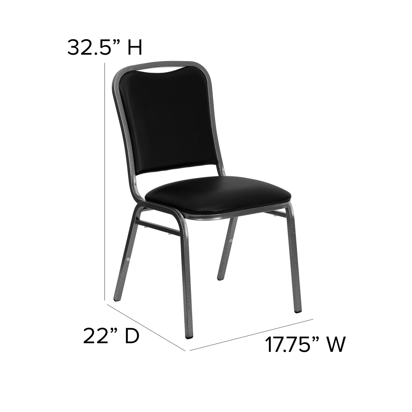 HERCULES Series Stacking Banquet Chair in Black Vinyl - Silver Vein Frame Black Vinyl/Silver Vein Frame NG-108-SV-BK-VYL-GG