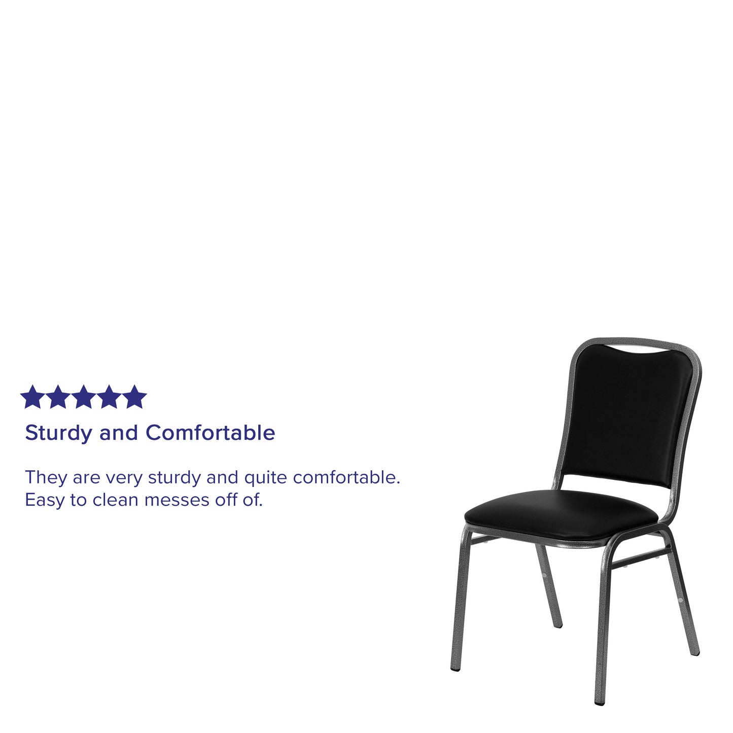 HERCULES Series Stacking Banquet Chair in Black Vinyl - Silver Vein Frame Black Vinyl/Silver Vein Frame NG-108-SV-BK-VYL-GG