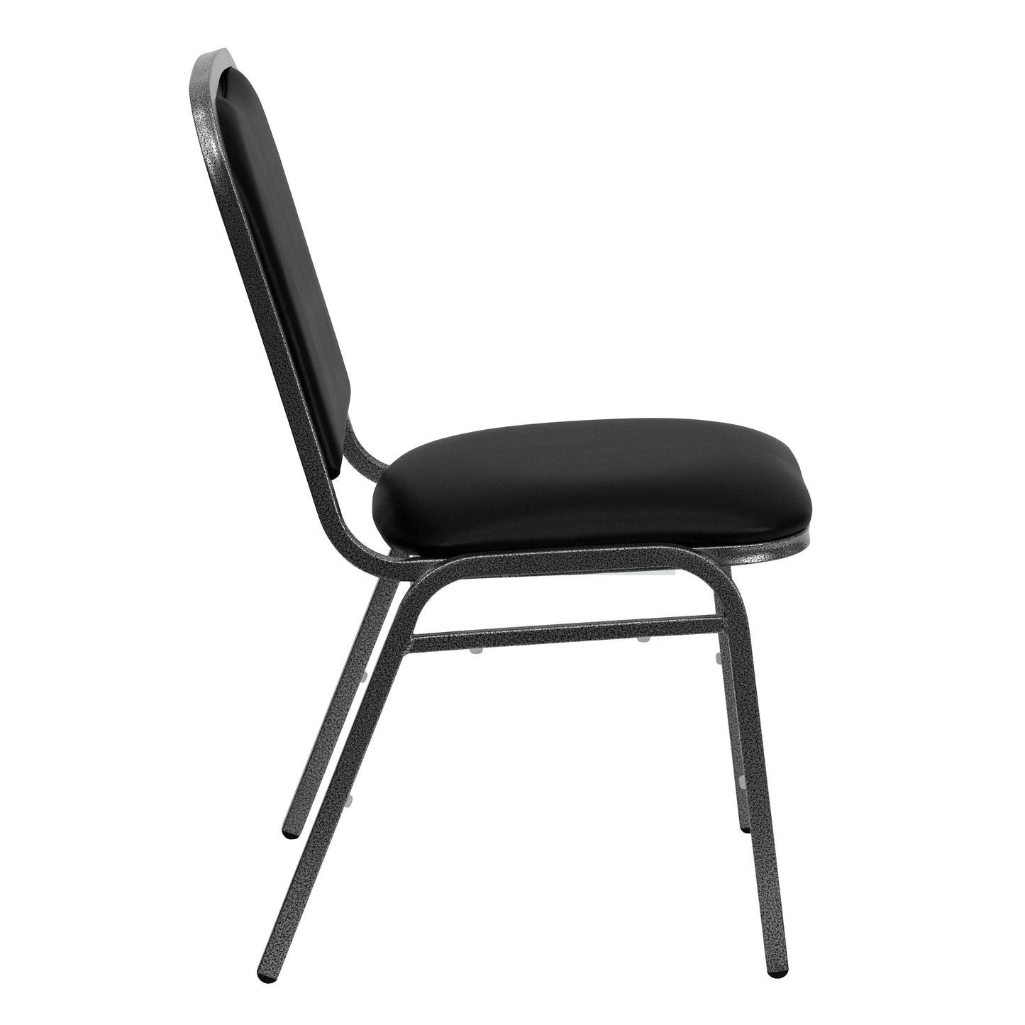 HERCULES Series Stacking Banquet Chair in Black Vinyl - Silver Vein Frame Black Vinyl/Silver Vein Frame NG-108-SV-BK-VYL-GG