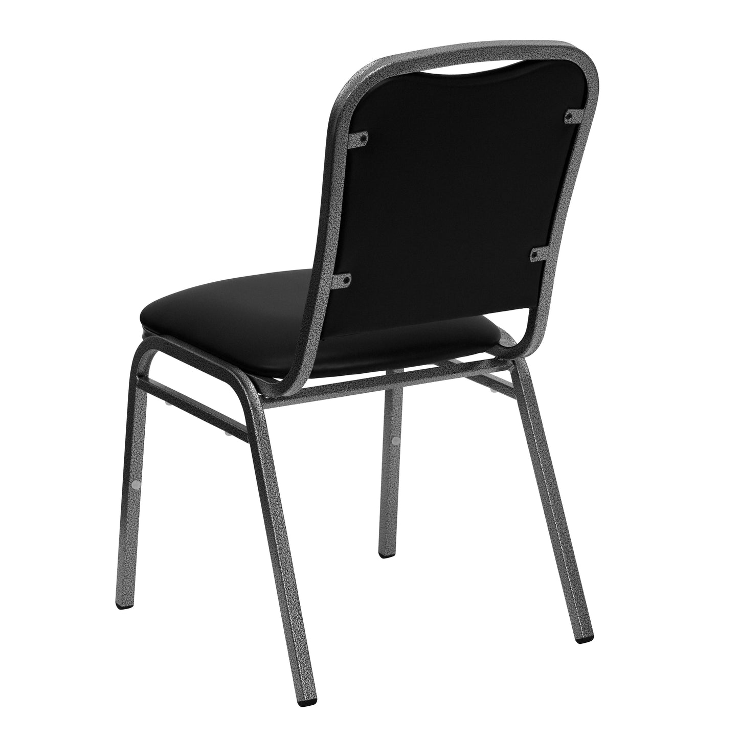 HERCULES Series Stacking Banquet Chair in Black Vinyl - Silver Vein Frame Black Vinyl/Silver Vein Frame NG-108-SV-BK-VYL-GG