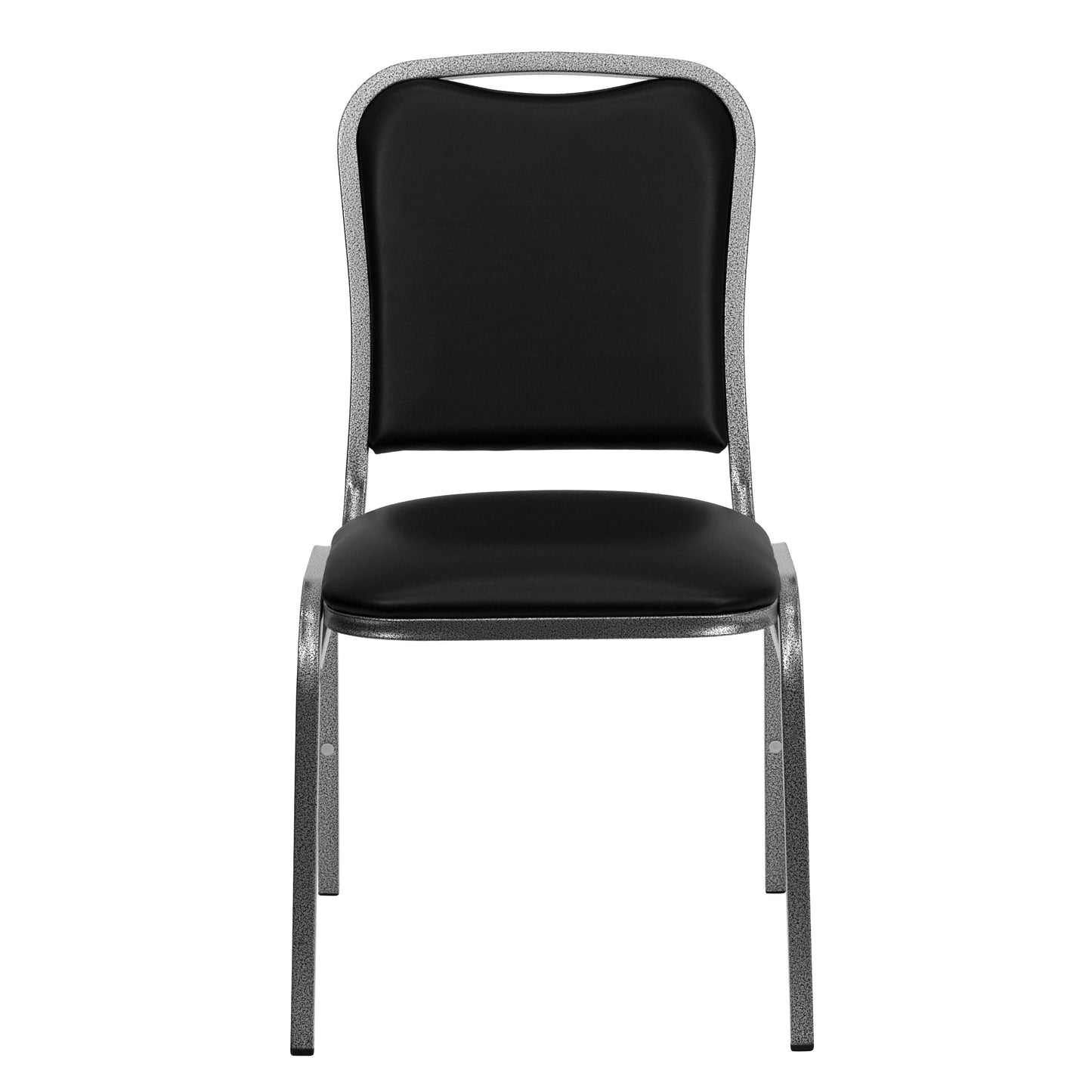 HERCULES Series Stacking Banquet Chair in Black Vinyl - Silver Vein Frame Black Vinyl/Silver Vein Frame NG-108-SV-BK-VYL-GG