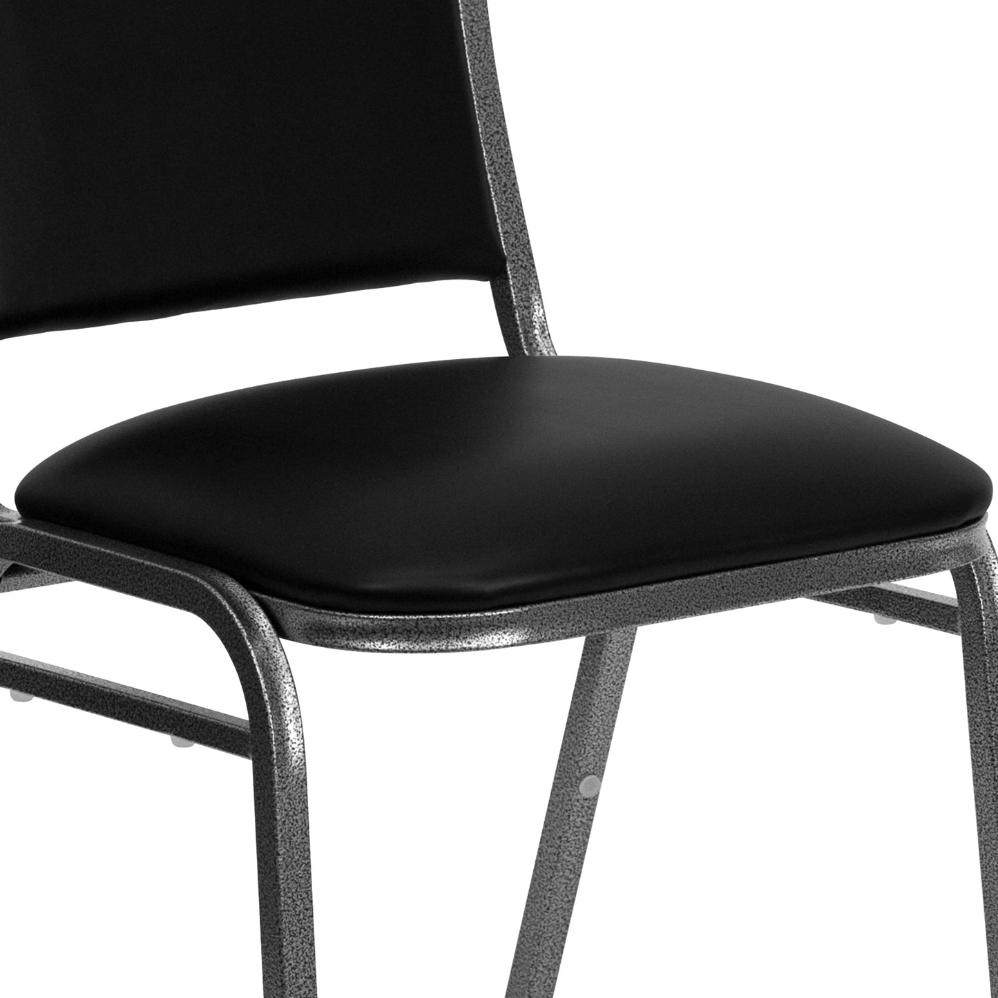 HERCULES Series Stacking Banquet Chair in Black Vinyl - Silver Vein Frame Black Vinyl/Silver Vein Frame NG-108-SV-BK-VYL-GG