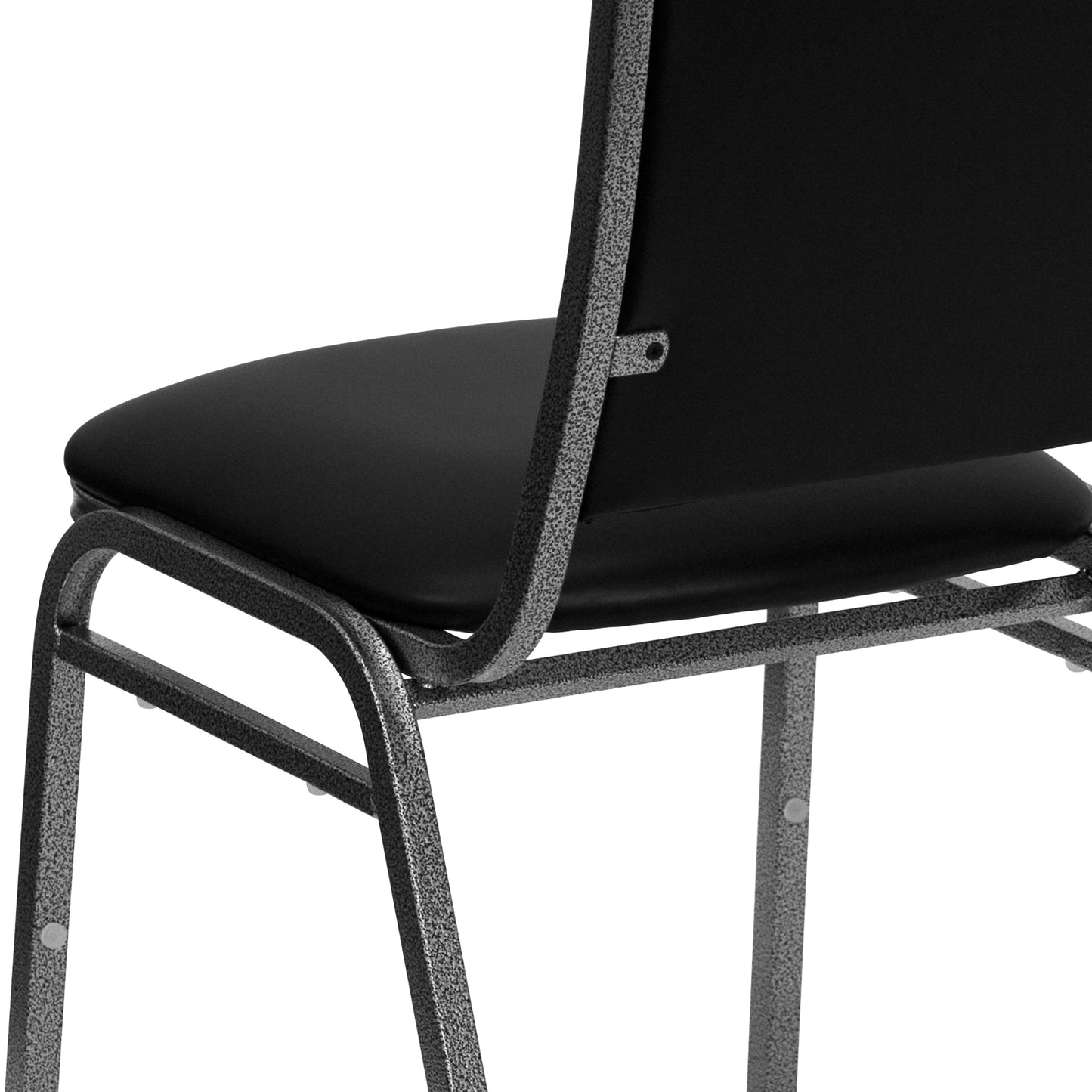 HERCULES Series Stacking Banquet Chair in Black Vinyl - Silver Vein Frame Black Vinyl/Silver Vein Frame NG-108-SV-BK-VYL-GG