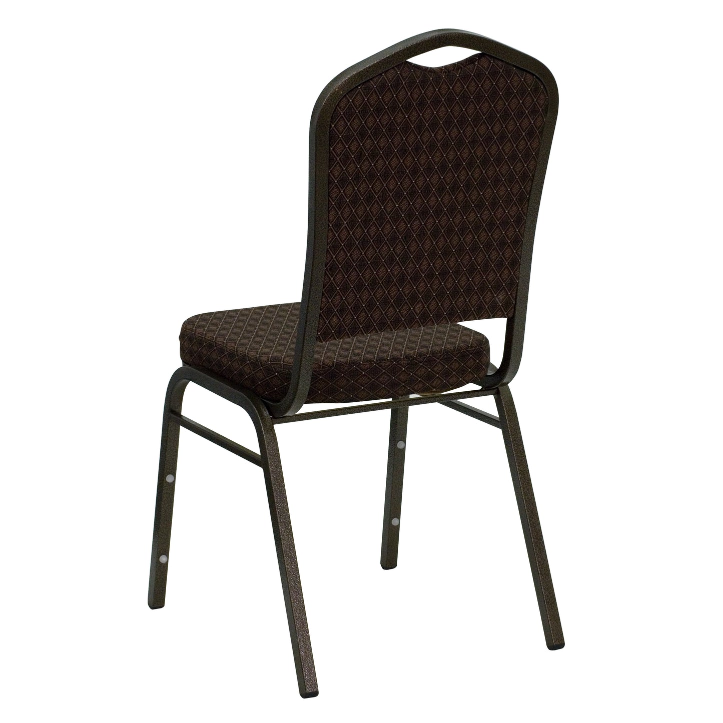 HERCULES Series Crown Back Stacking Banquet Chair in Brown Patterned Fabric - Gold Vein Frame Brown Patterned Fabric/Gold Vein Frame