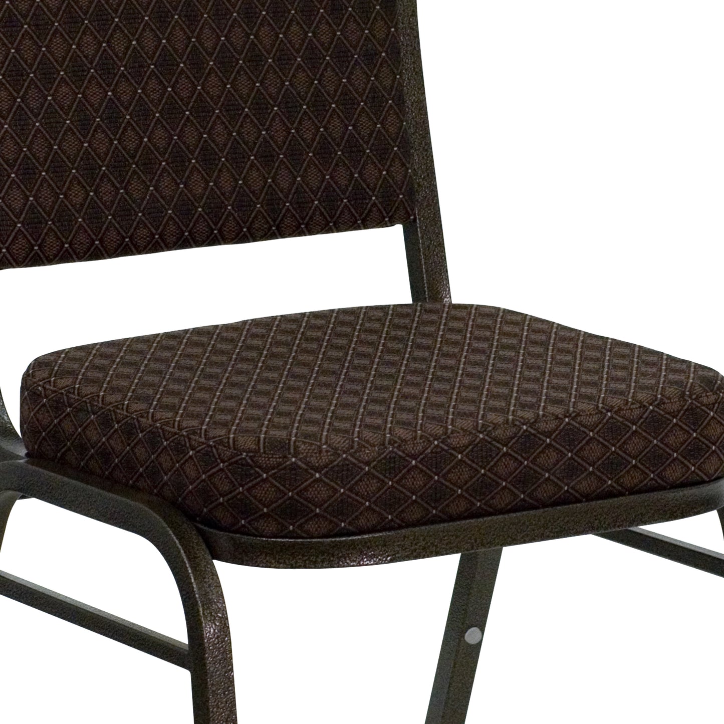 HERCULES Series Crown Back Stacking Banquet Chair in Brown Patterned Fabric - Gold Vein Frame Brown Patterned Fabric/Gold Vein Frame