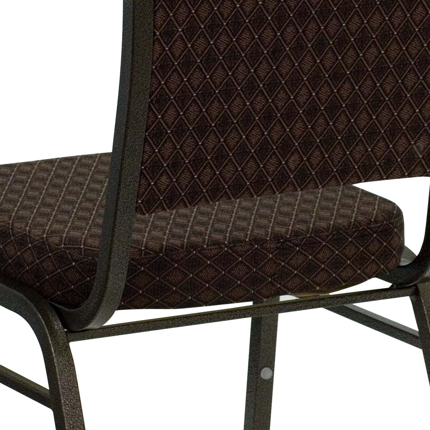 HERCULES Series Crown Back Stacking Banquet Chair in Brown Patterned Fabric - Gold Vein Frame Brown Patterned Fabric/Gold Vein Frame