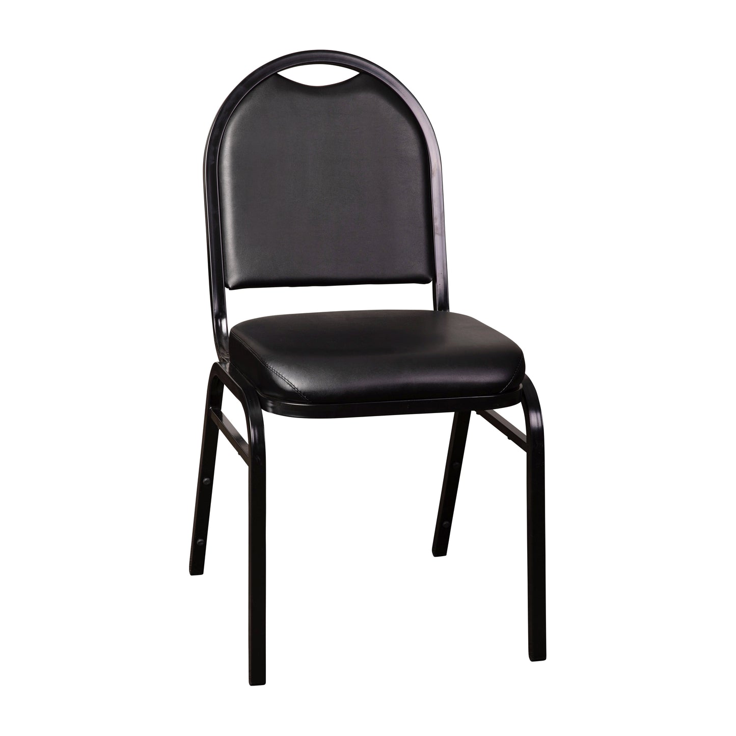 HERCULES Series Commercial Grade 500 LB. Capacity Dome Back Stacking Banquet Chair in Black Vinyl with Black Metal Frame Black Vinyl/Black Frame