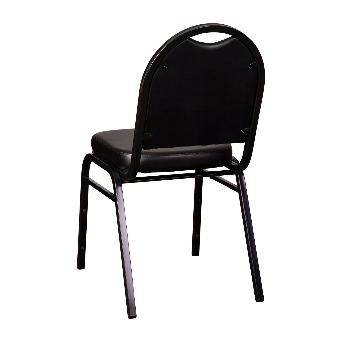 HERCULES Series Commercial Grade 500 LB. Capacity Dome Back Stacking Banquet Chair in Black Vinyl with Black Metal Frame Black Vinyl/Black Frame