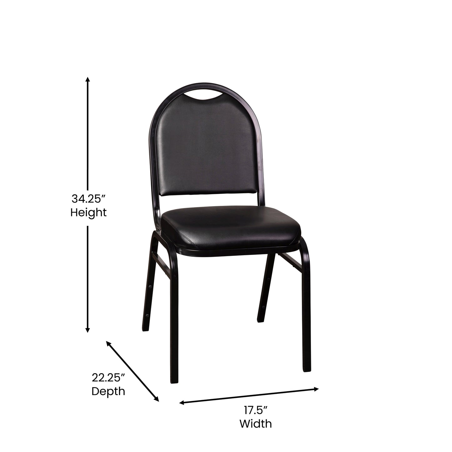 HERCULES Series Commercial Grade 500 LB. Capacity Dome Back Stacking Banquet Chair in Black Vinyl with Black Metal Frame Black Vinyl/Black Frame