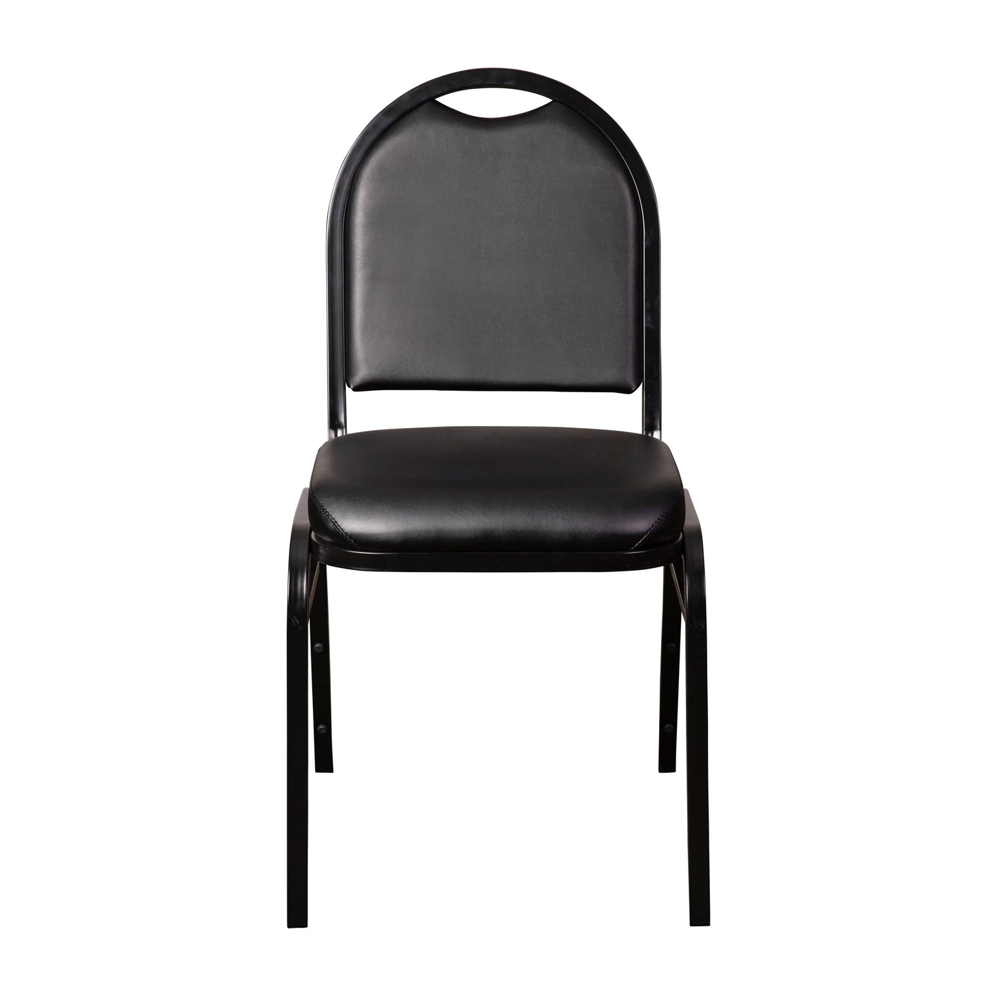 HERCULES Series Commercial Grade 500 LB. Capacity Dome Back Stacking Banquet Chair in Black Vinyl with Black Metal Frame Black Vinyl/Black Frame