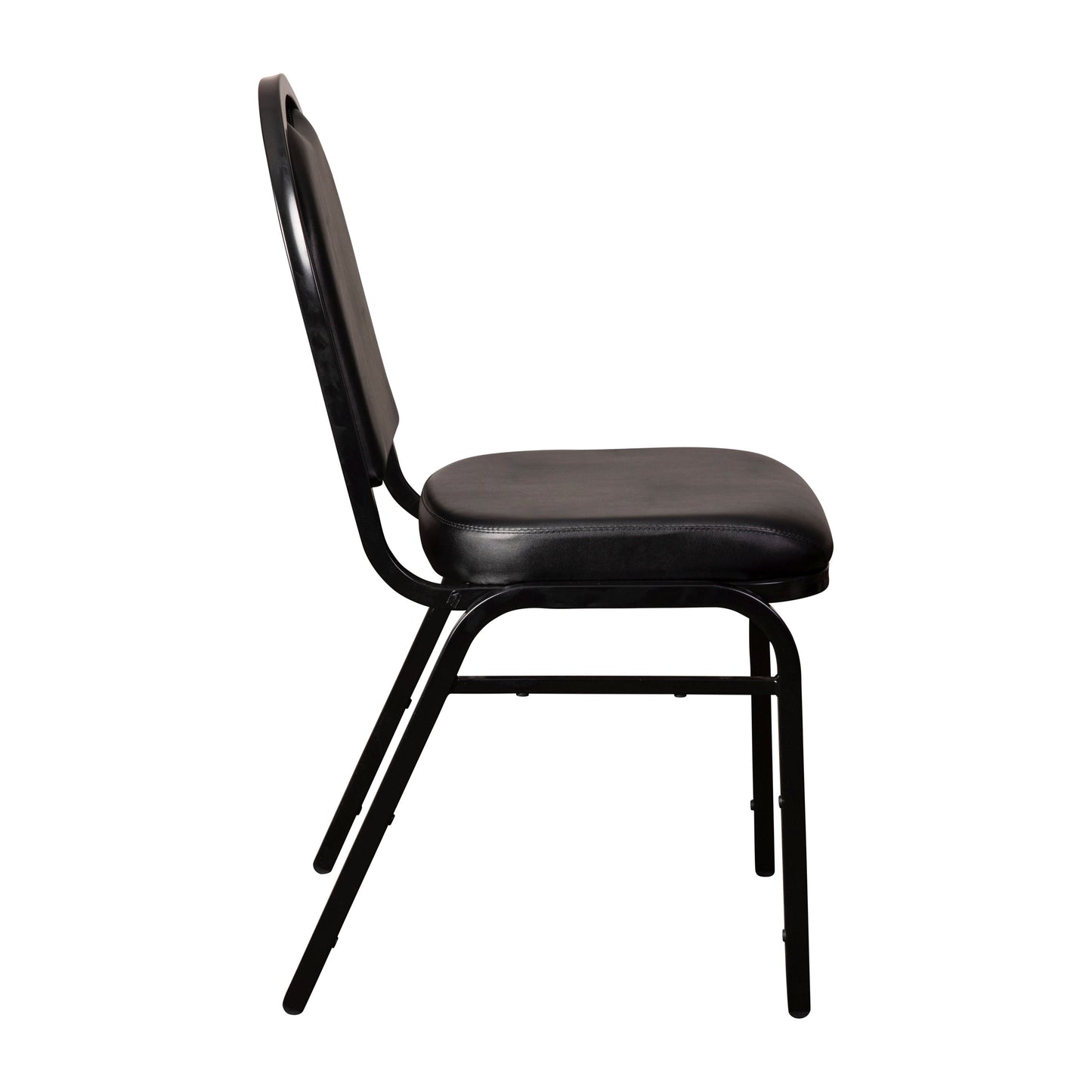 HERCULES Series Commercial Grade 500 LB. Capacity Dome Back Stacking Banquet Chair in Black Vinyl with Black Metal Frame Black Vinyl/Black Frame