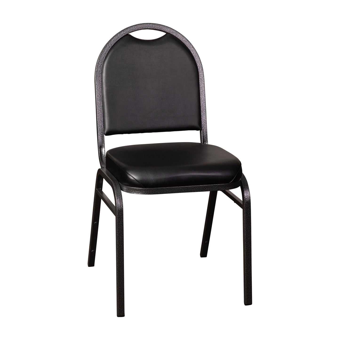 HERCULES Series Commercial Grade 500 LB. Capacity Dome Back Stacking Banquet Chair in Black Vinyl with Silver Vein Metal Frame Black Vinyl/Silver Vein Frame