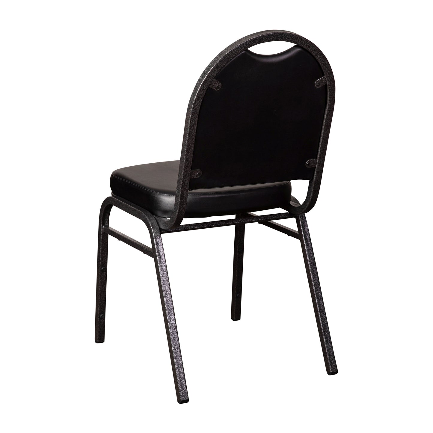 HERCULES Series Commercial Grade 500 LB. Capacity Dome Back Stacking Banquet Chair in Black Vinyl with Silver Vein Metal Frame Black Vinyl/Silver Vein Frame