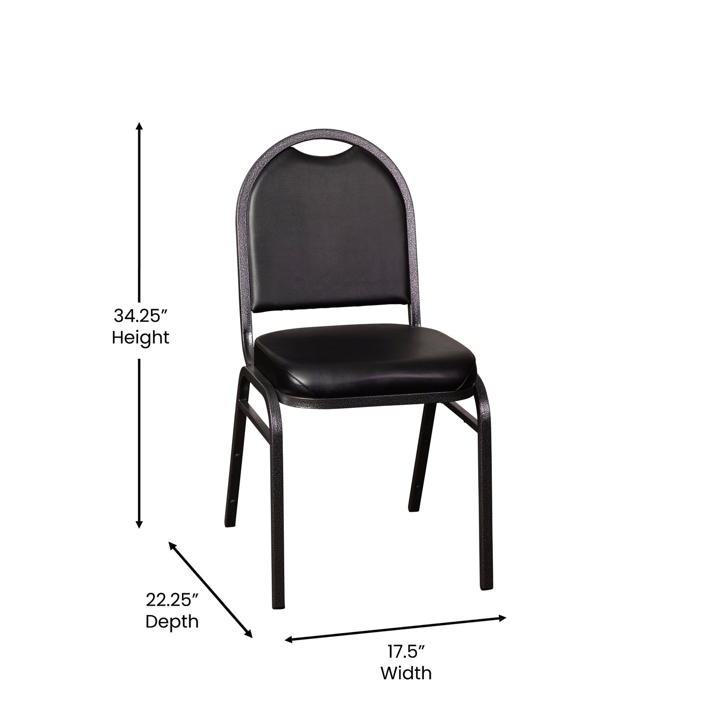 HERCULES Series Commercial Grade 500 LB. Capacity Dome Back Stacking Banquet Chair in Black Vinyl with Silver Vein Metal Frame Black Vinyl/Silver Vein Frame