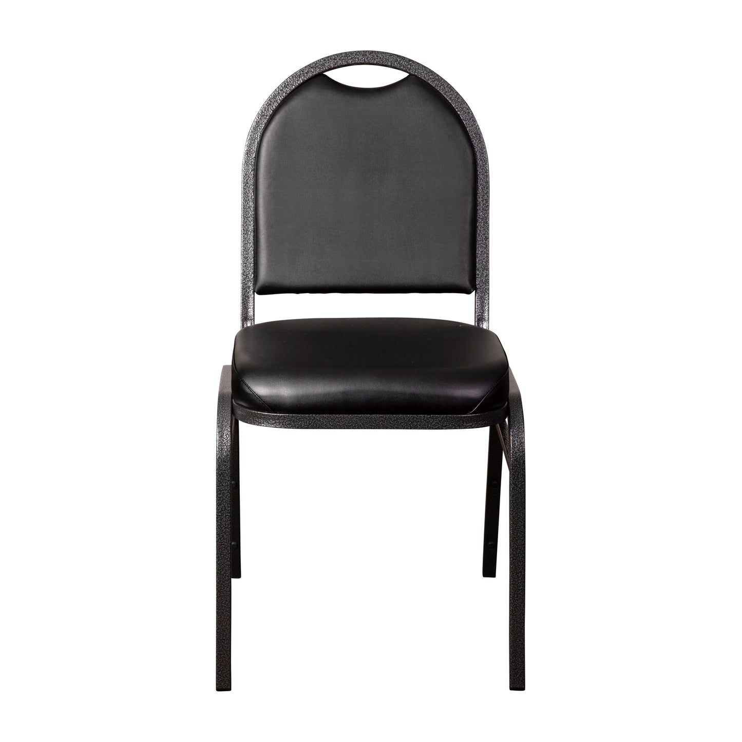 HERCULES Series Commercial Grade 500 LB. Capacity Dome Back Stacking Banquet Chair in Black Vinyl with Silver Vein Metal Frame Black Vinyl/Silver Vein Frame