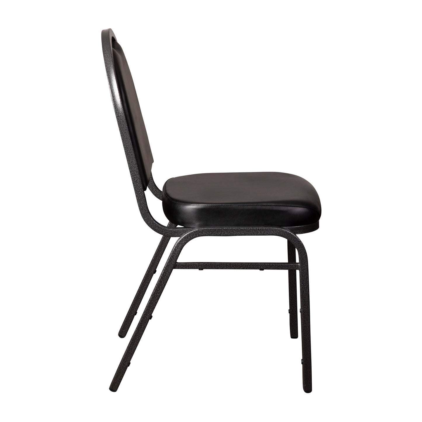 HERCULES Series Commercial Grade 500 LB. Capacity Dome Back Stacking Banquet Chair in Black Vinyl with Silver Vein Metal Frame Black Vinyl/Silver Vein Frame