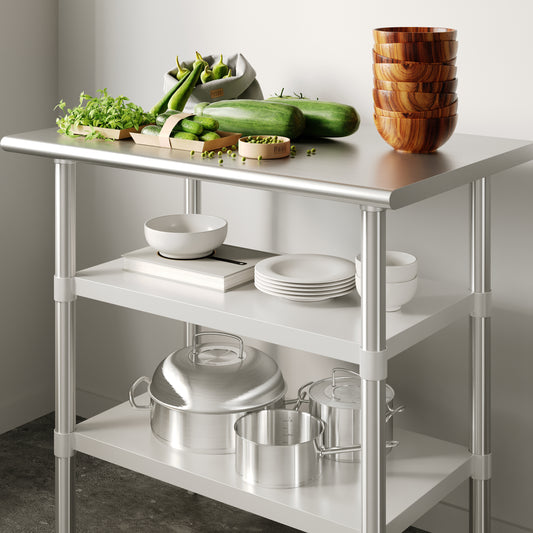 Woodford Galvanized Under Shelf for Prep and Work Tables - Adjustable Lower Shelf for 24" x 36" Stainless Steel Tables Stainless Steel NH-GU-2436-GG