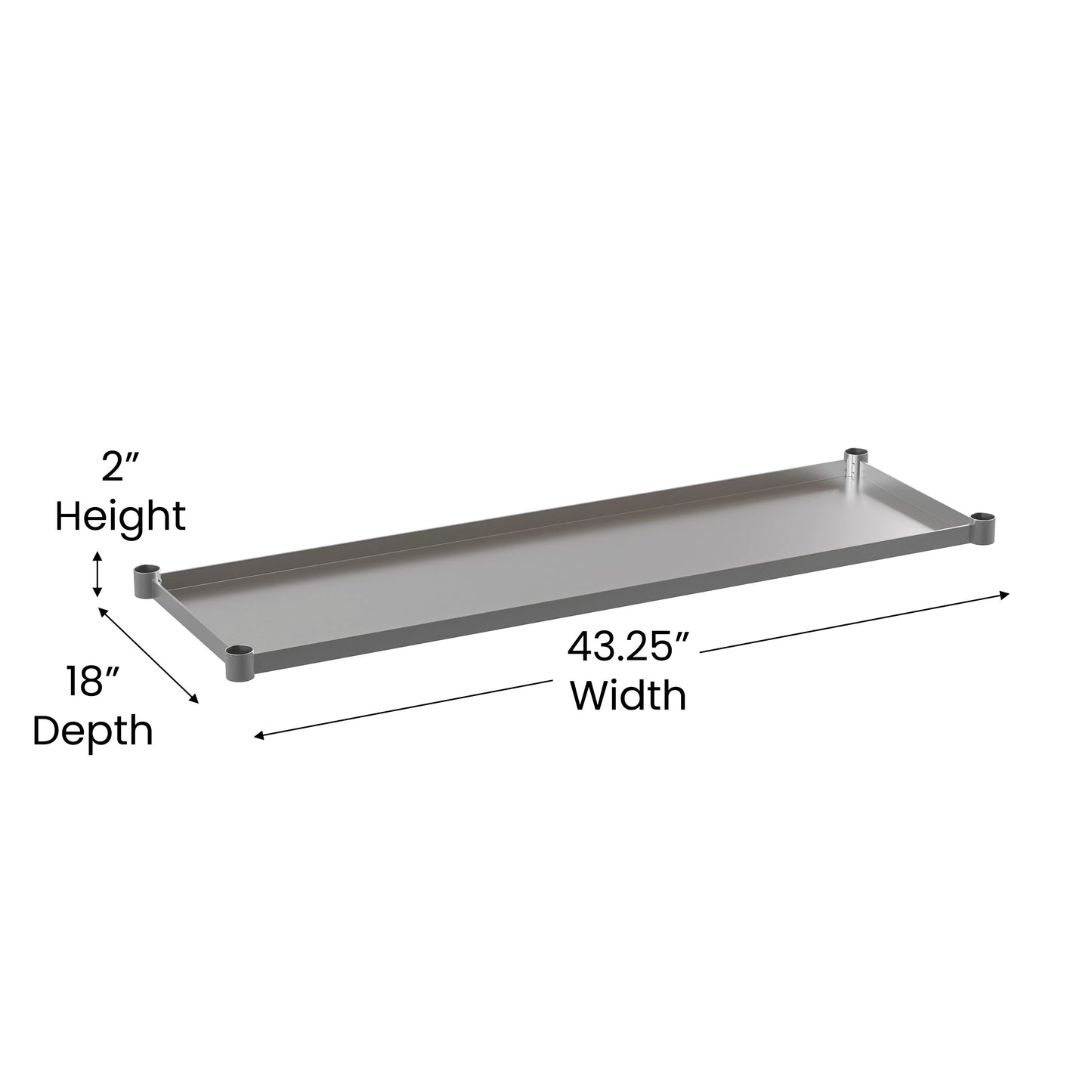Woodford Galvanized Under Shelf for Prep and Work Tables - Adjustable Lower Shelf for 24" x 48" Stainless Steel Tables Stainless Steel