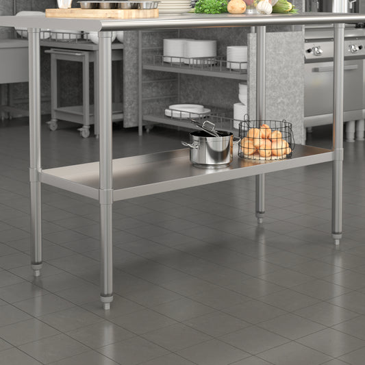 Woodford Galvanized Under Shelf for Prep and Work Tables - Adjustable Lower Shelf for 24" x 48" Stainless Steel Tables Stainless Steel NH-GU-2448-GG