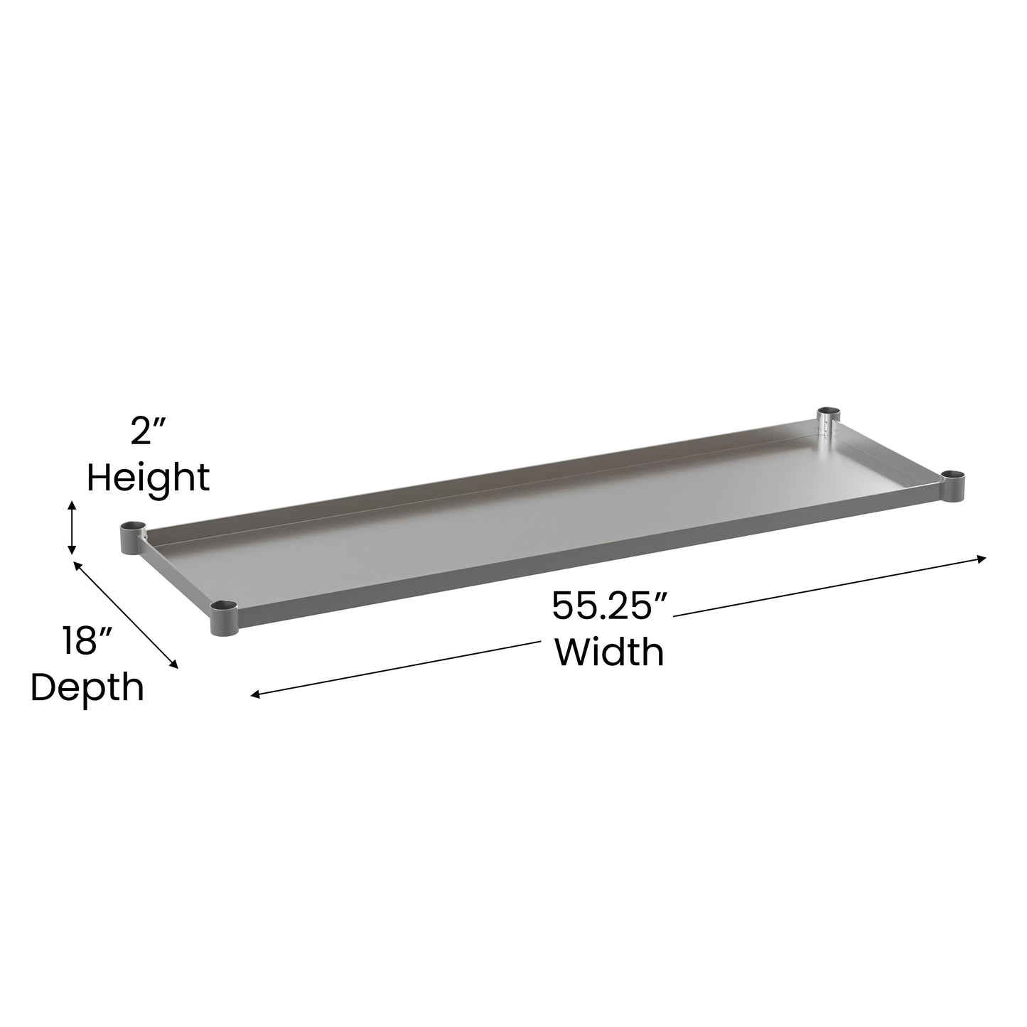 Woodford Galvanized Under Shelf for Prep and Work Tables - Adjustable Lower Shelf for 24" x 60" Stainless Steel Tables Stainless Steel