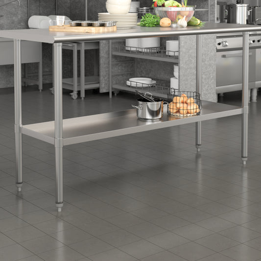 Woodford Galvanized Under Shelf for Prep and Work Tables - Adjustable Lower Shelf for 24" x 60" Stainless Steel Tables Stainless Steel NH-GU-2460-GG
