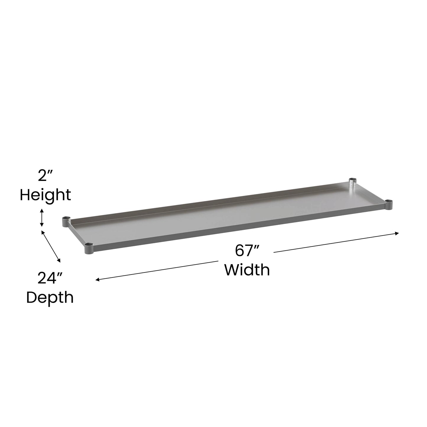 Woodford Galvanized Under Shelf for Prep and Work Tables - Adjustable Lower Shelf for 30" x 72" Stainless Steel Tables Stainless Steel