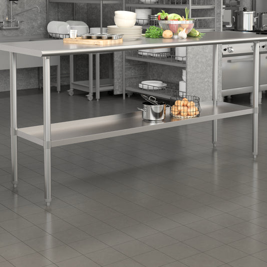 Woodford Galvanized Under Shelf for Prep and Work Tables - Adjustable Lower Shelf for 30" x 72" Stainless Steel Tables Stainless Steel NH-GU-3072-GG