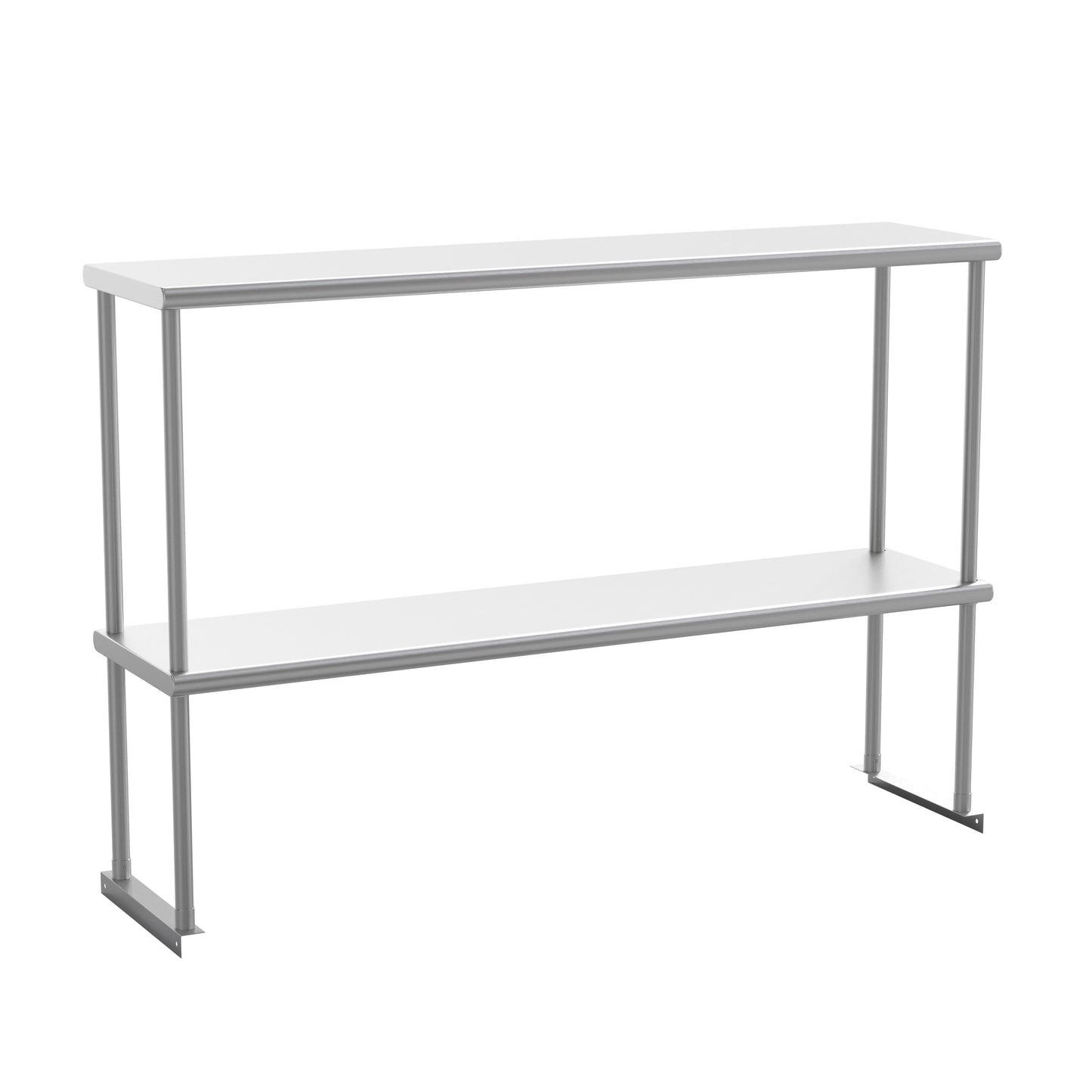 Reese Commercial Grade 430 Stainless Steel 18 Gauge NSF Certified 48" x 12" Metal Kitchen Double Overshelf Stainless Steel
