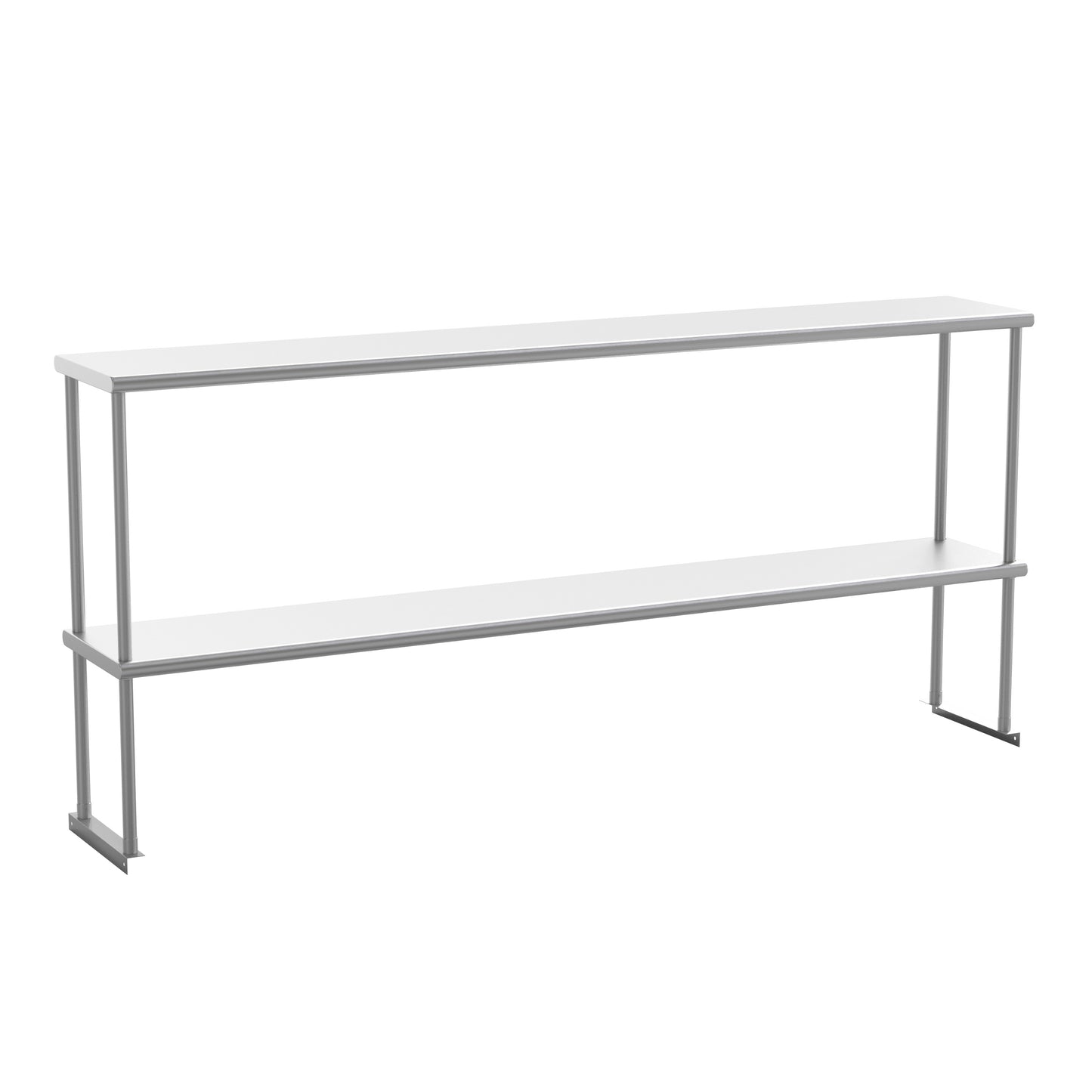 Reese Commercial Grade 430 Stainless Steel 18 Gauge NSF Certified 72" x 12" Metal Kitchen Double Overshelf Stainless Steel