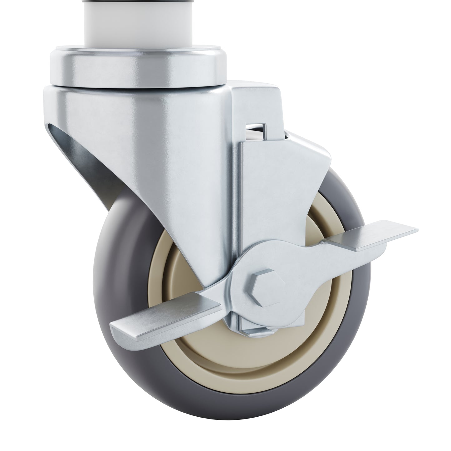 Summit Set of 4 Commercial Grade Heavy Duty Kitchen Casters with 2 Swivel Casters and 2 Locking Casters Stainless Steel