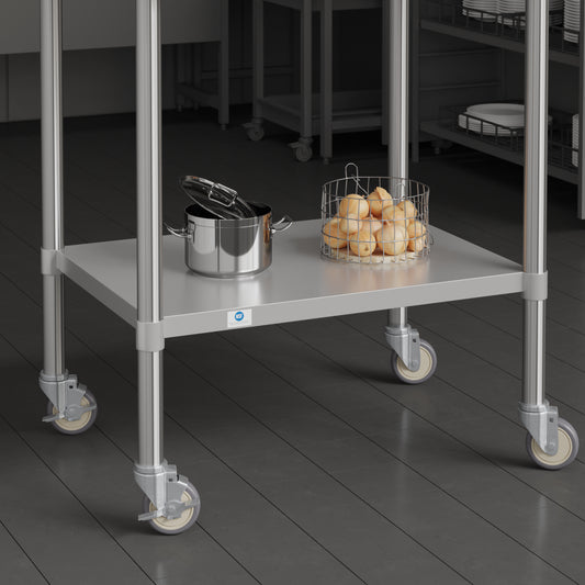 Summit Set of 4 Commercial Grade Heavy Duty Kitchen Casters with 2 Swivel Casters and 2 Locking Casters Stainless Steel