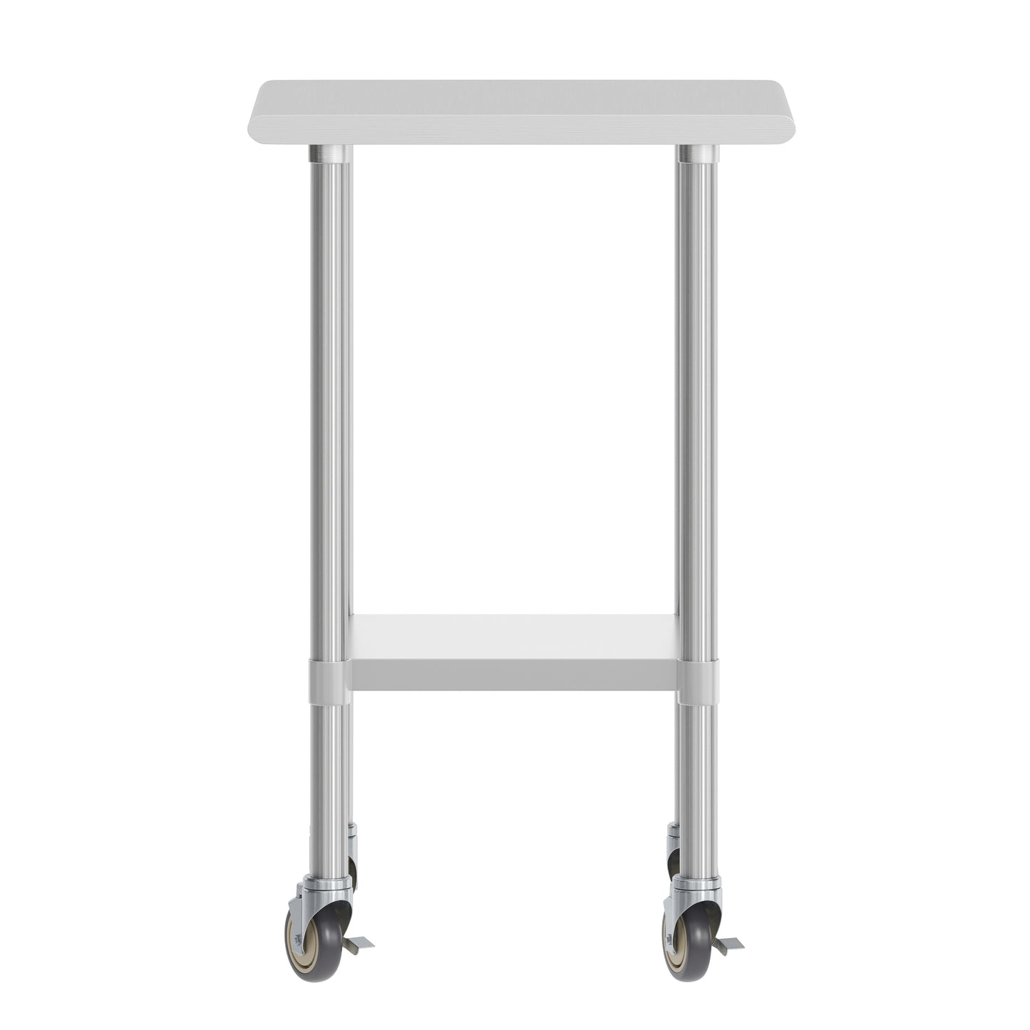 Reese 24x18 Portable Prep and Work Table with NSF Certified 18 Gauge Stainless Steel Top Shelf, Galvanized Steel Undershelf, 4 Casters with 2 Locking Stainless Steel