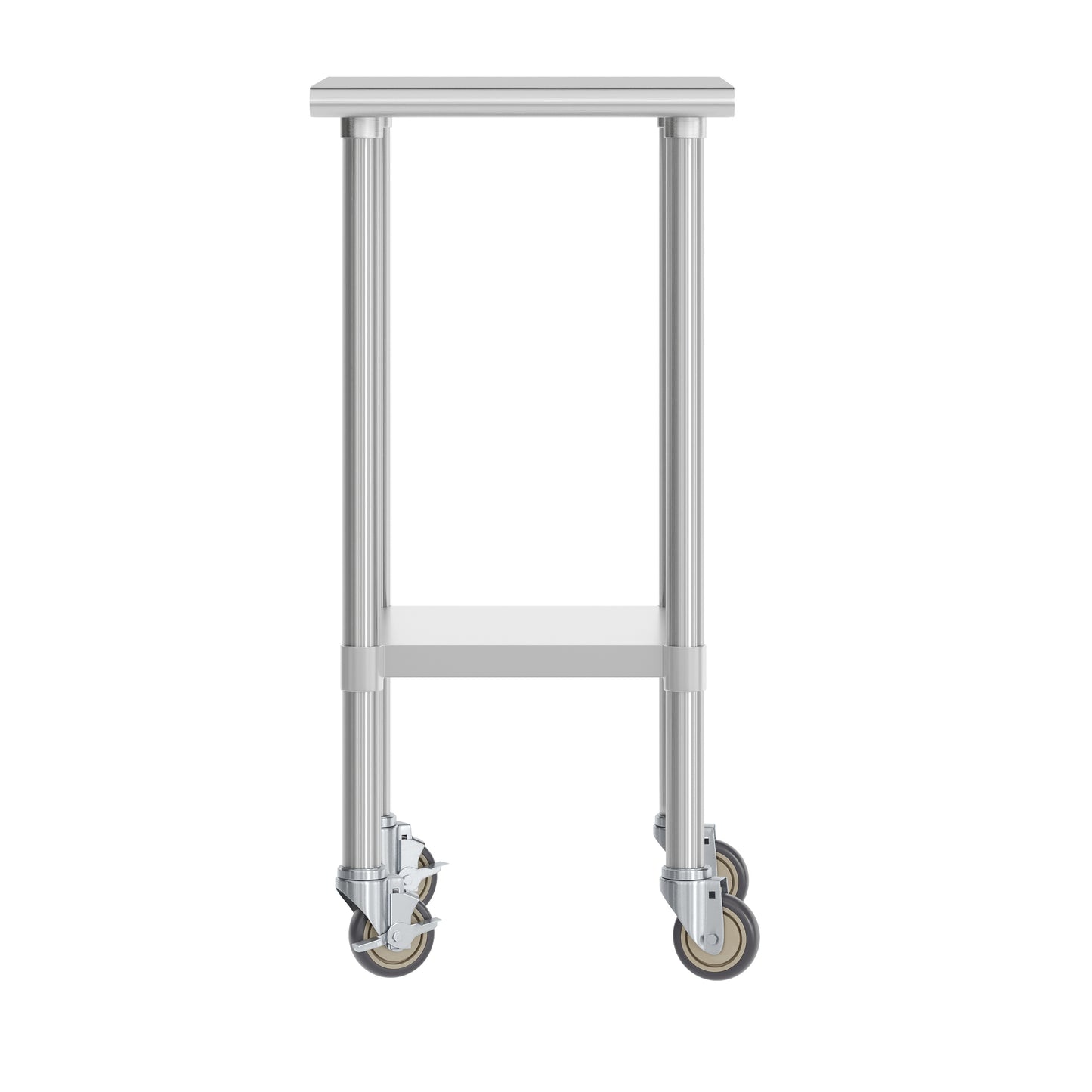 Reese 24x18 Portable Prep and Work Table with NSF Certified 18 Gauge Stainless Steel Top Shelf, Galvanized Steel Undershelf, 4 Casters with 2 Locking Stainless Steel