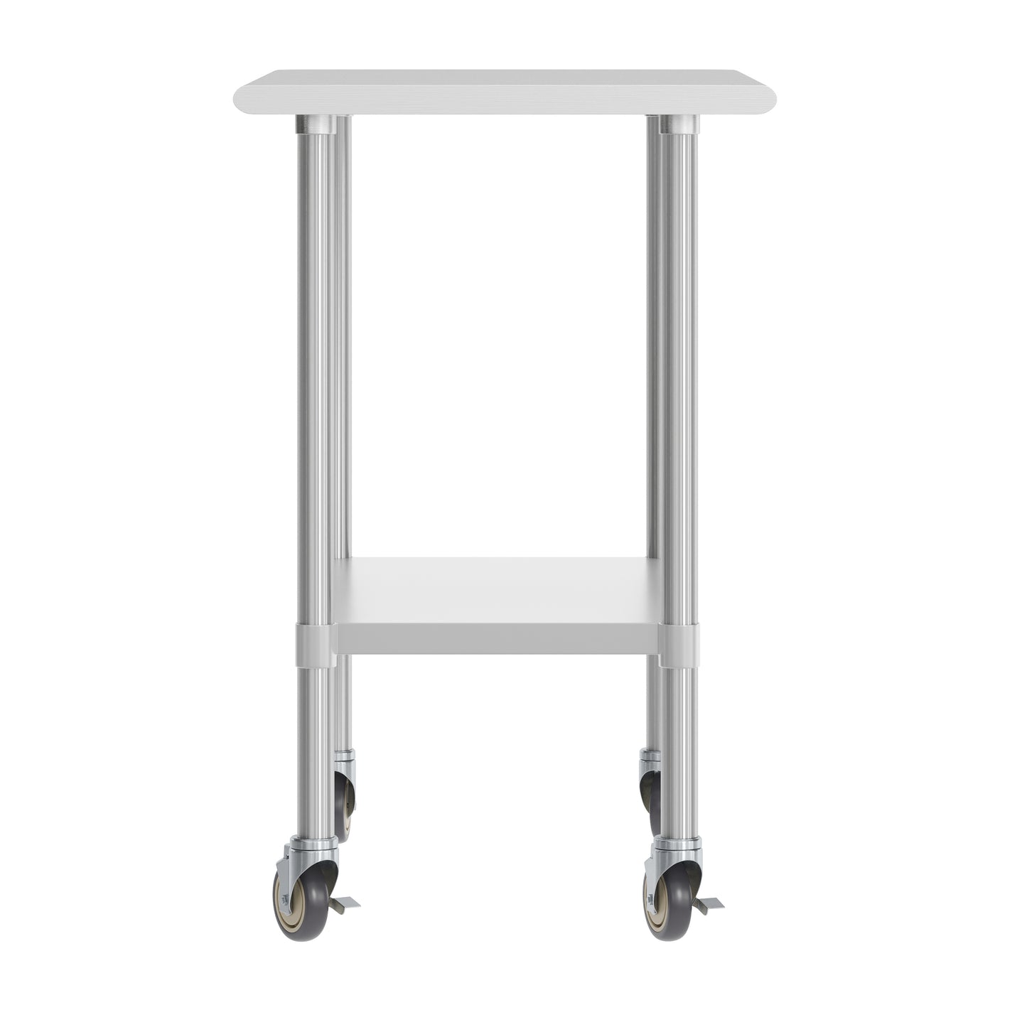 Reese 24x36 Portable Prep and Work Table with NSF Certified 18 Gauge Stainless Steel Top Shelf, Galvanized Steel Undershelf, 4 Casters with 2 Locking Stainless Steel